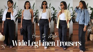 How To Style Wide Leg Linen TrousersPants  Styling Linen TrousersPants  Wide Linen Pant Outfits [upl. by Chemarin123]