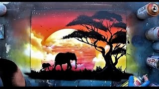 African sunset  Spray paint ART by Skech [upl. by Gae662]