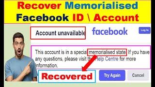 memorialized facebook id recover kese kare  How to open Facebook memorialize account [upl. by Jolenta]