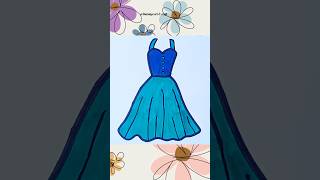 Dress drawing painting and colouring for kids shorts artclothing artfashion easydrawing [upl. by Kimber]