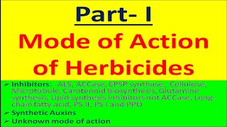 Part I Mode of Action of Herbicides [upl. by Fromma]