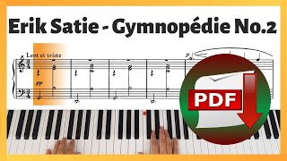 Erik Satie  Gymnopédie No2  Piano Sheet Music  Piano Tutorial [upl. by Gerson860]