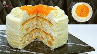 ENG SUB 芒果千层蛋糕 免烤食谱 How To Make Mango Crepe Cake  No Bake Recipe [upl. by Wendin]