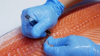 Huge Salmon Fish Cutting amp Sashimi │ Garak Fish Market Seoul Korea │ Seafood in Korea [upl. by Wilbur]