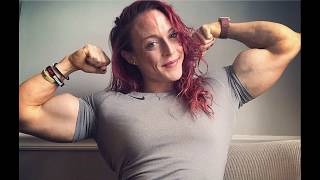 Katie Lee muscle woman with incredible huge biceps flex and workout [upl. by Aicatsal]