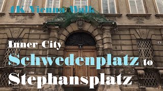 Walks in Vienna Innere Stadt Inner City Schwedenplatz to Stephansdom  Bell ringing 4K [upl. by Ahsram609]