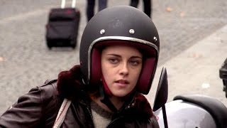 EXCLUSIVE Kristen Stewart driving a scooter outside Gare du Nord in Paris [upl. by Afas]