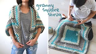 How To Crochet A Granny Square Shrug  Free Cocoon Cardigan Pattern \\ Continuous Granny Square [upl. by Ennaeus]