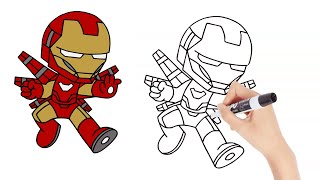 How to Draw Marvels Iron Man in Simple Easy steps [upl. by Duwe160]