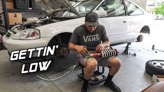 Coilover INSTALL on my 900 Honda Civic  Low and Slow [upl. by Tunnell11]