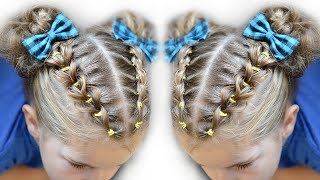 Pull Through Braid Pigtails  Elastic School Hairstyle [upl. by Shellans]