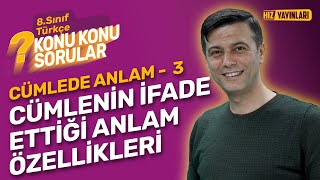 Konu Konu Sorular  8 Sınıf Türkçe Konu Anlatımı Soru Çözümü  Cümlede Anlam 3  LGS 2024 [upl. by Muhammad789]