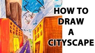 How To Draw a Cityscape in Perspective [upl. by Anehsak953]