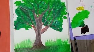 How to paint a tree 🎄with acrylic colours 🎨🖌️ [upl. by Aldwon]