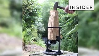 A 13yearold found a way to split logs without an ax [upl. by Raouf]