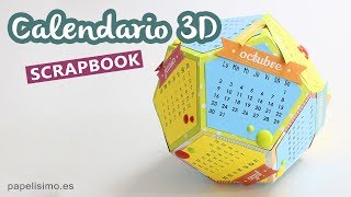 Calendario 3D scrapbooking plantillas para imprimir [upl. by Wahl277]