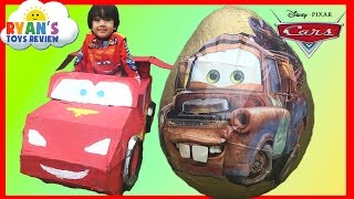 GIANT EGG SURPRISE OPENING Disney Cars Toys with Tow Mater [upl. by Anirehtac]