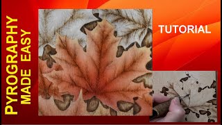 Wood Burning For Beginners – Fall Maple Leaves  pyrography tutorial plus adding color [upl. by Mariejeanne]