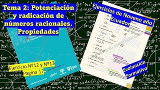 Potenciación y radicación de números racionales Ejercicio Nº12 y Nº13  Libro de Noveno añoPag 17 [upl. by Alat70]