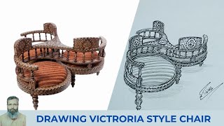 How to Draw a Victorian Style Chair  Sketching Like a Pro  howtodraw [upl. by Etan]