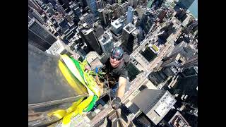 Dont Look Down Steeplejack Carries Out Maintenance on Top of Chrysler Building [upl. by Nannarb788]