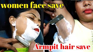 girls face shaving video indian women armpit shave latest how to shave armpit hair female [upl. by Anneyehc576]