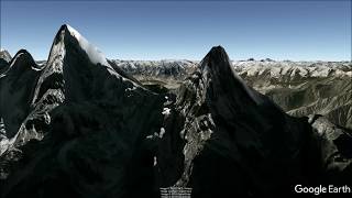 Masherbrum to Sherpi Kangri Kashmir Karakoram Google Earth Flying Tour [upl. by Sibilla]