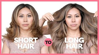 Blending hair extensions on short hair  HAIR TRANSFORMATION ON SHORT amp THICK HAIR hairextensions [upl. by Cheffetz]