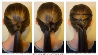 3 Quick and Easy Ponytails BackToSchool Hairstyles [upl. by Himelman]