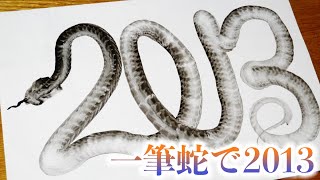 一筆龍ならぬ「一筆蛇」で「2013」 [upl. by Joshia150]