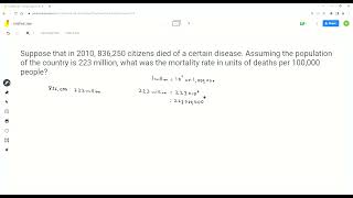 MORTALITY RATE per 100000 people using Proportion Method [upl. by Nairam]