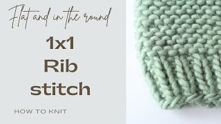 How to knit 1x1 Rib Stitch  Flat and in the round [upl. by Leirbaj]