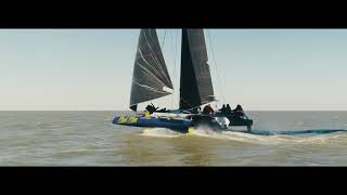 Foiling Trimaran TF10  MAD MAX wintertest on the IJsselmeer Long version DNA Performance Sailing [upl. by Anbul789]