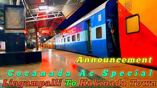 Cocanada Ac Special ICFAnnouncement Arrival 02776LingampalliKakinada TownLoco KZJ WDM3A Twins [upl. by Akla36]