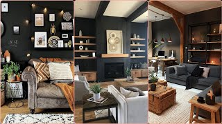 Dramatic Black amp Gray Living Room Ideas l Black Feature Wall Ideas l Living Room Makeover [upl. by Esiuqram]