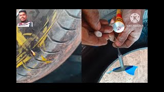 205  60 R 20 Tyre mushroom puncture  Easy Method [upl. by Lomax]