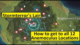 How to get to all 12 Anemoculus Locations in Stormterrors Lair  Genshin Impact Tips Guide [upl. by Bocoj]