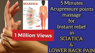 5 Minutes Acupressure point massage to relieve Sciatica and Lower Back Pain  How to cure Sciatica [upl. by Copland481]