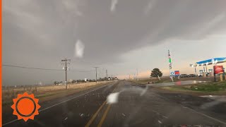 Large hail and brief tornado spin up in Texas  AccuWeather [upl. by Retlaw]