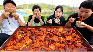 알이 가득 쭈꾸미와 우동사리 가득 넣은 쭈꾸미 삼겹살 Stirfried webfoot octopus pork belly 요리amp먹방  Mukbang eating show [upl. by Feune359]