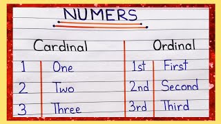 Cardinal and Ordinal Numbers  Learn Cardinal and Ordinal Numbers 1 to 20 304050 etc [upl. by Trager]