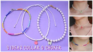 COLLAR o CHOKER con PERLAS mostacillaschaquiras 🤍3 IDEAS🤍 [upl. by Nihi]