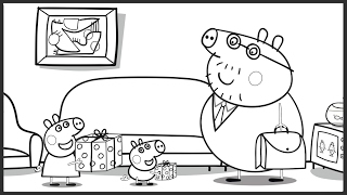 Peppa Pig Daddy Pig and George Coloring Book Pages Fun Art Video For Kids [upl. by Anilrahc]