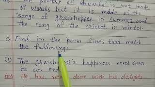 On Grasshopper And Cricket Question Answers Honeydew English poem Fullsolutions [upl. by Salta]