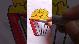 Simple Drawing Popcorn 🍿 Colouring and Painting for Kids drawing shorts [upl. by Assirroc924]