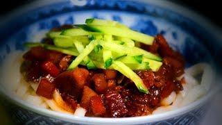 Pork amp Noodles in Peking Sauce Zha Jiang Mian Chinese Style Recipe [upl. by Awe38]