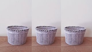 Wonderful patterned fruit basket making with waste paperDIY newspapers fruit basket [upl. by Bronk828]