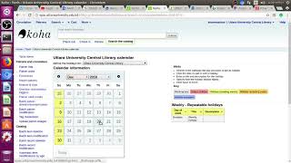 Koha How to Setup Holidays Calendar in Koha [upl. by Andert]