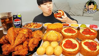 ASMR MUKBANG 굽네 고추바사삭 치킨먹방 시카고피자 볼케이노치즈치밥 먹방 amp 레시피 CHICKEN amp PIZZA EATING SOUND [upl. by Aihselat810]