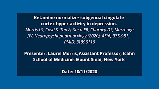 1 Ketamine normalizes subgenual cingulate cortex hyperactivity in depression [upl. by Halfon150]